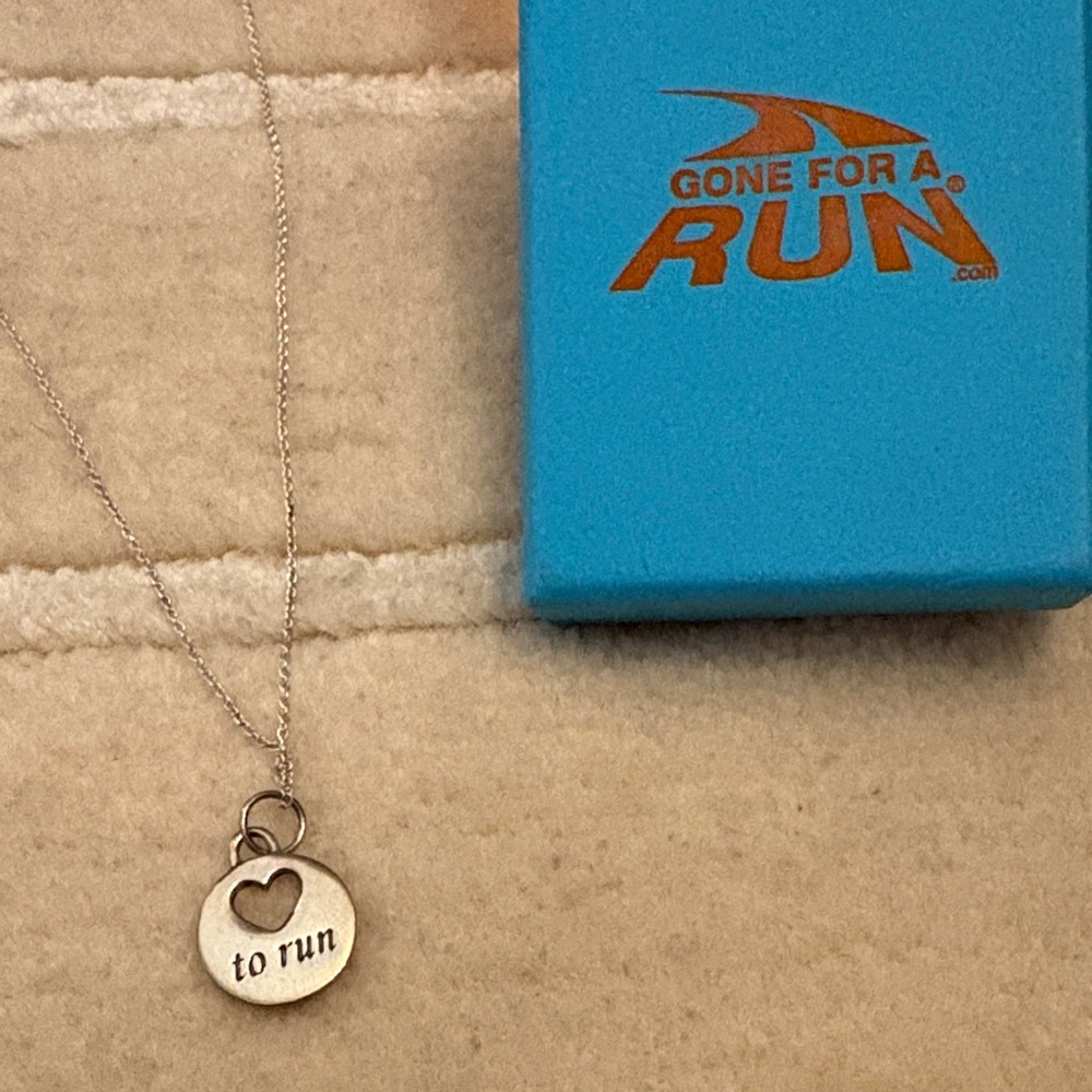 Gone for a run brand silver necklace- brand new in box- perfect gift for runner